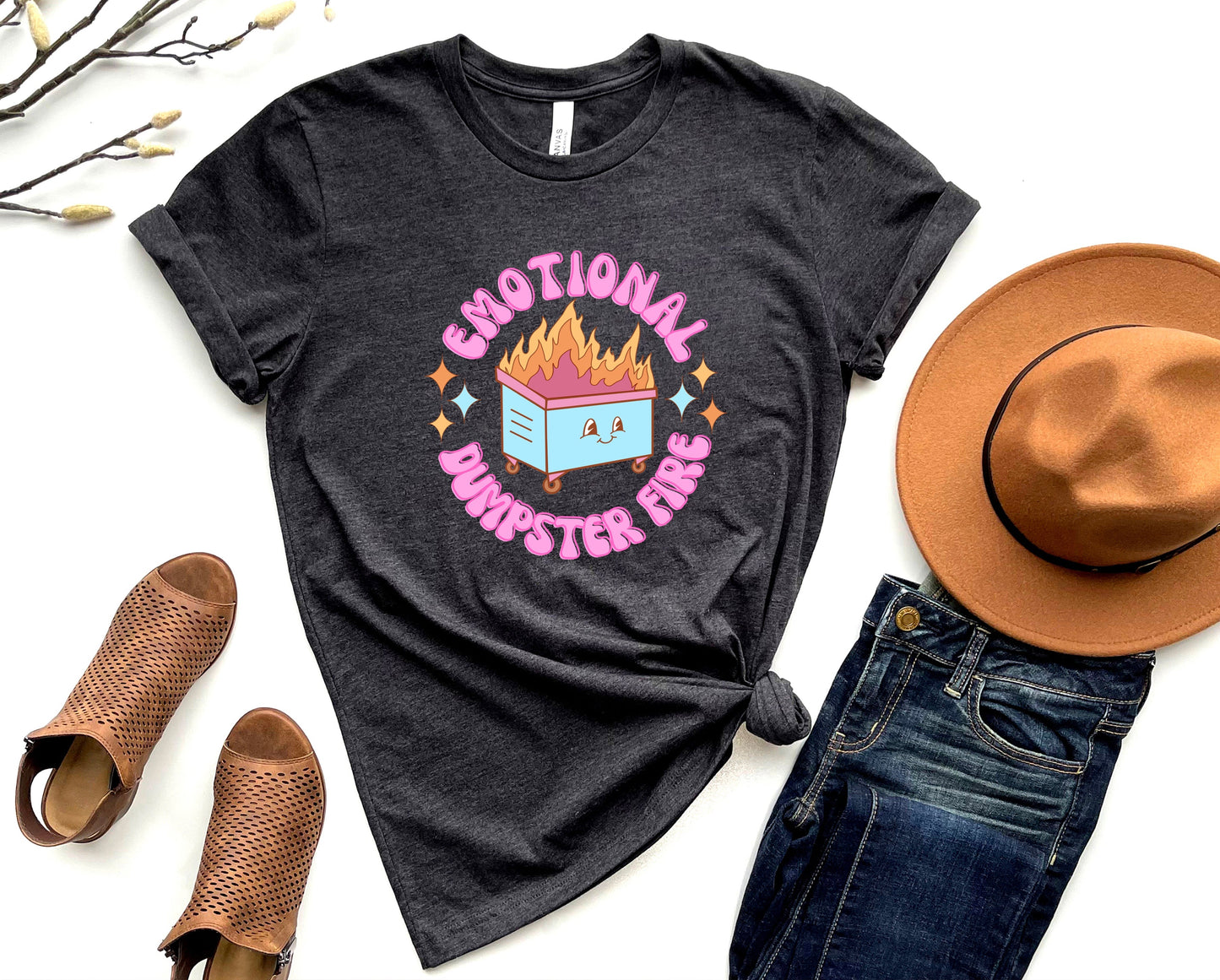 Wholesale Emotional Dumpster Fire Graphic Tee - Navy