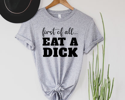 Wholesale Eat a D*ck Graphic Tee - Heather Grey