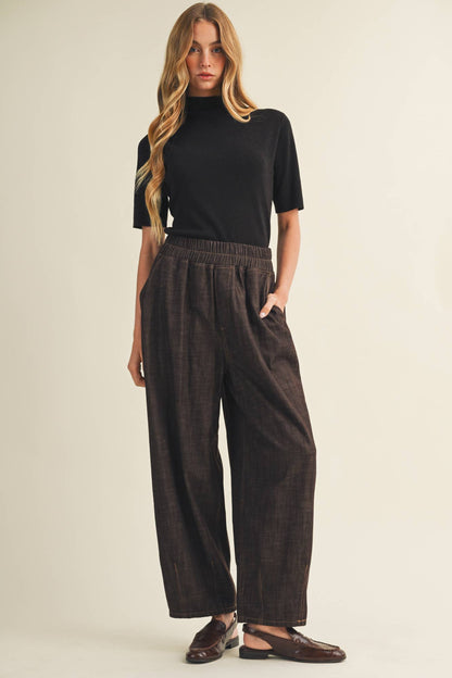 Structured Denim Wide-Leg Crop Trousers