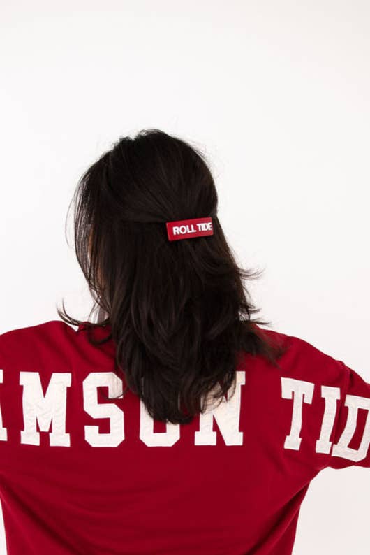 Alabama Crimson ROLL TIDE Rectangle Barrette Clip