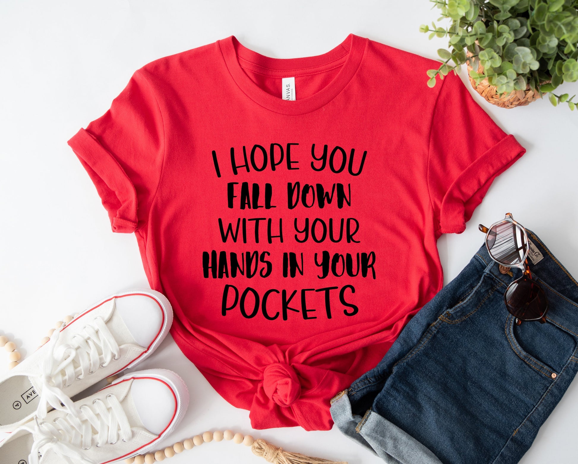 Wholesale I Hope You Fall Down Graphic Tee - Black