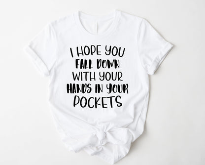 Wholesale I Hope You Fall Down Graphic Tee - Red
