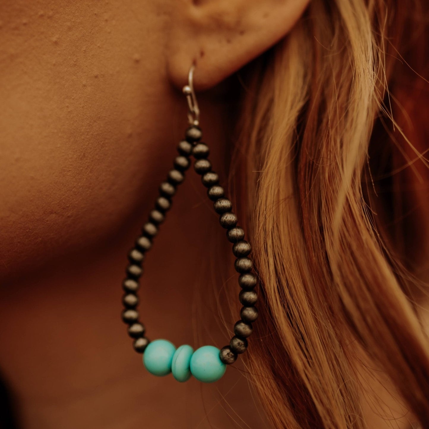 Faux Pearl and Turquoise Drop EarringsTurquoiseOS