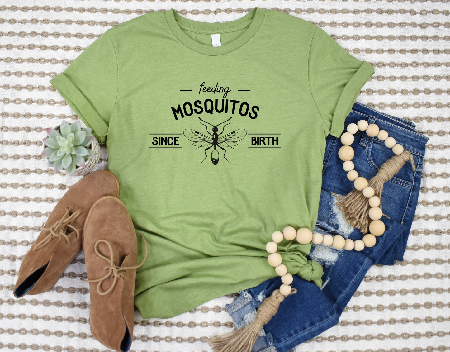 Wholesale Feeding Mosquitos Graphic Tee - Heather Green