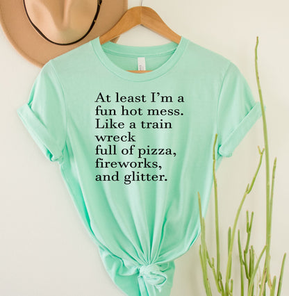 Wholesale Fun Hot Mess Graphic Tee - Grey