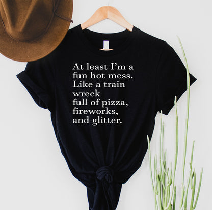 Wholesale Fun Hot Mess Graphic Tee - Black