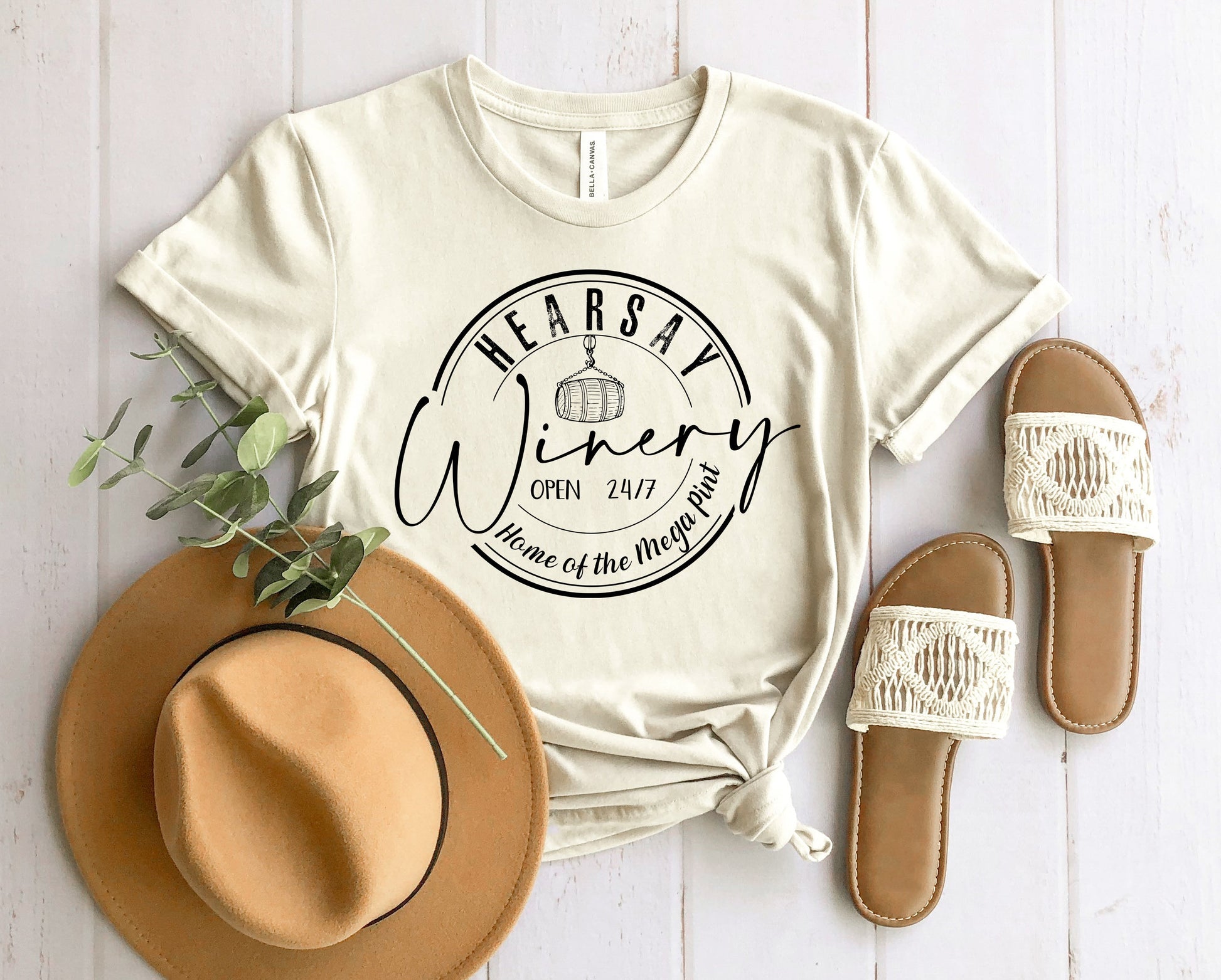 Wholesale Hearsay Winery Graphic Tee - Sand Tshirt