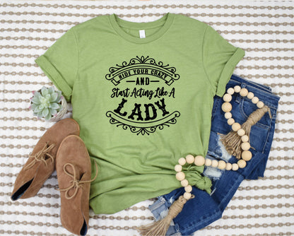 Wholesale Act Like a Lady Graphic Tee - Heather Sand