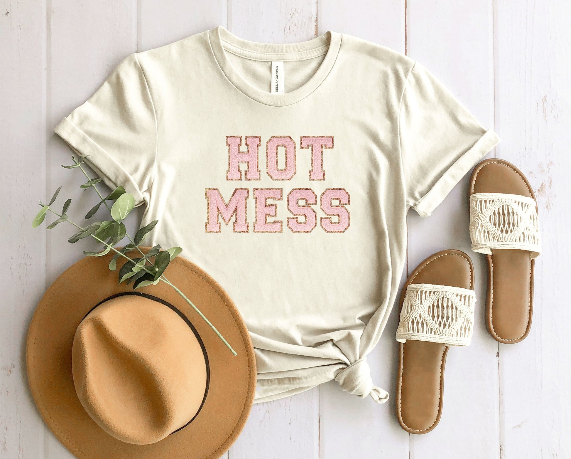 Wholesale Hot Mess Graphic Tee - Heather Sand