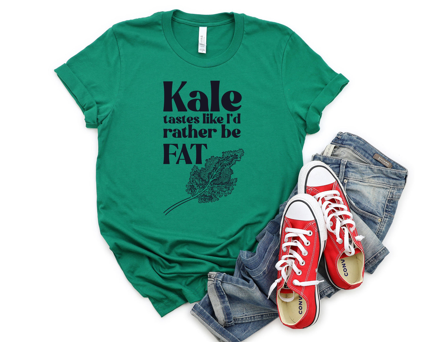 Wholesale I'd Rather Be Fat Graphic Tee - Kelly Green
