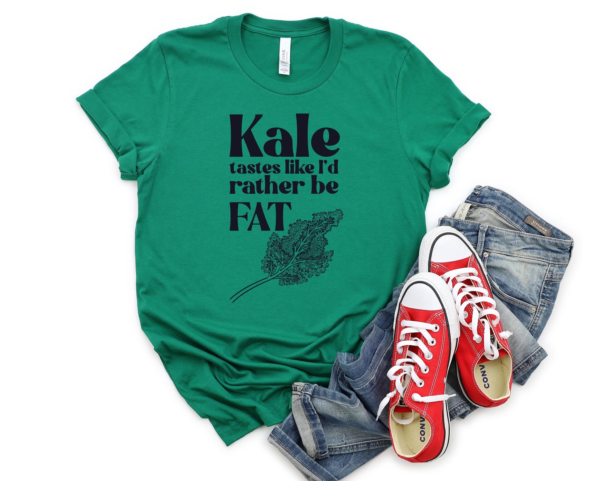 Wholesale I'd Rather Be Fat Graphic Tee - Kelly Green