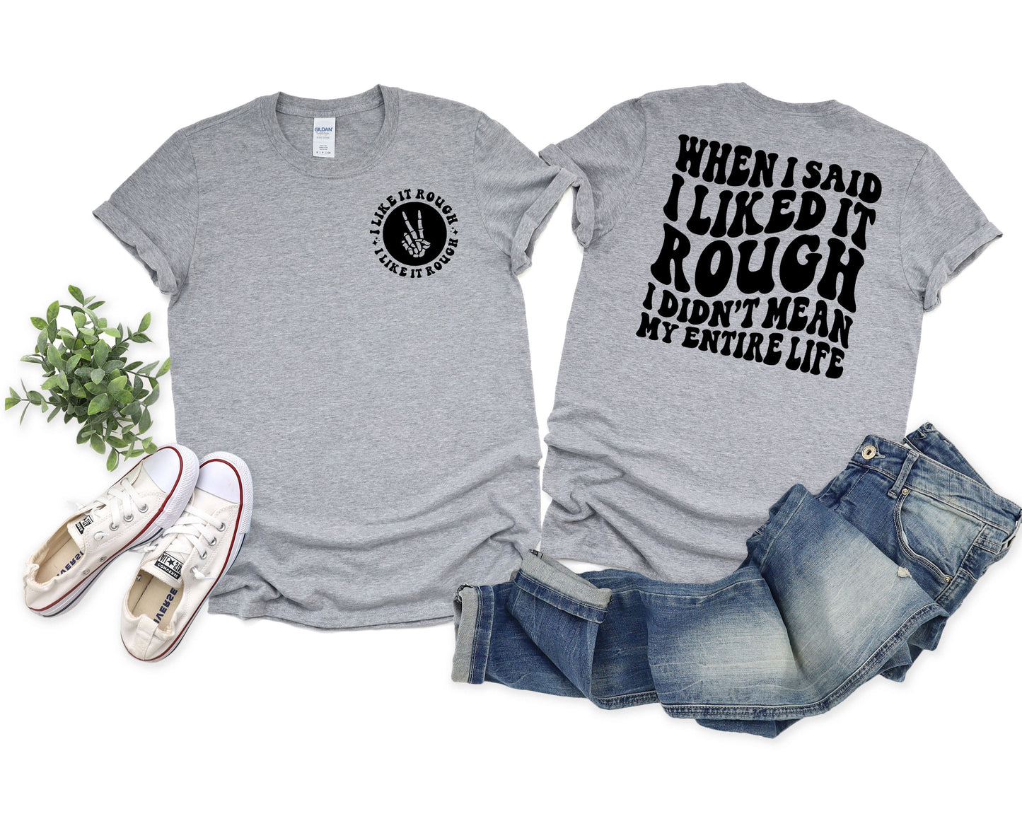 Wholesale I Like it Rough Graphic Tee - Tan