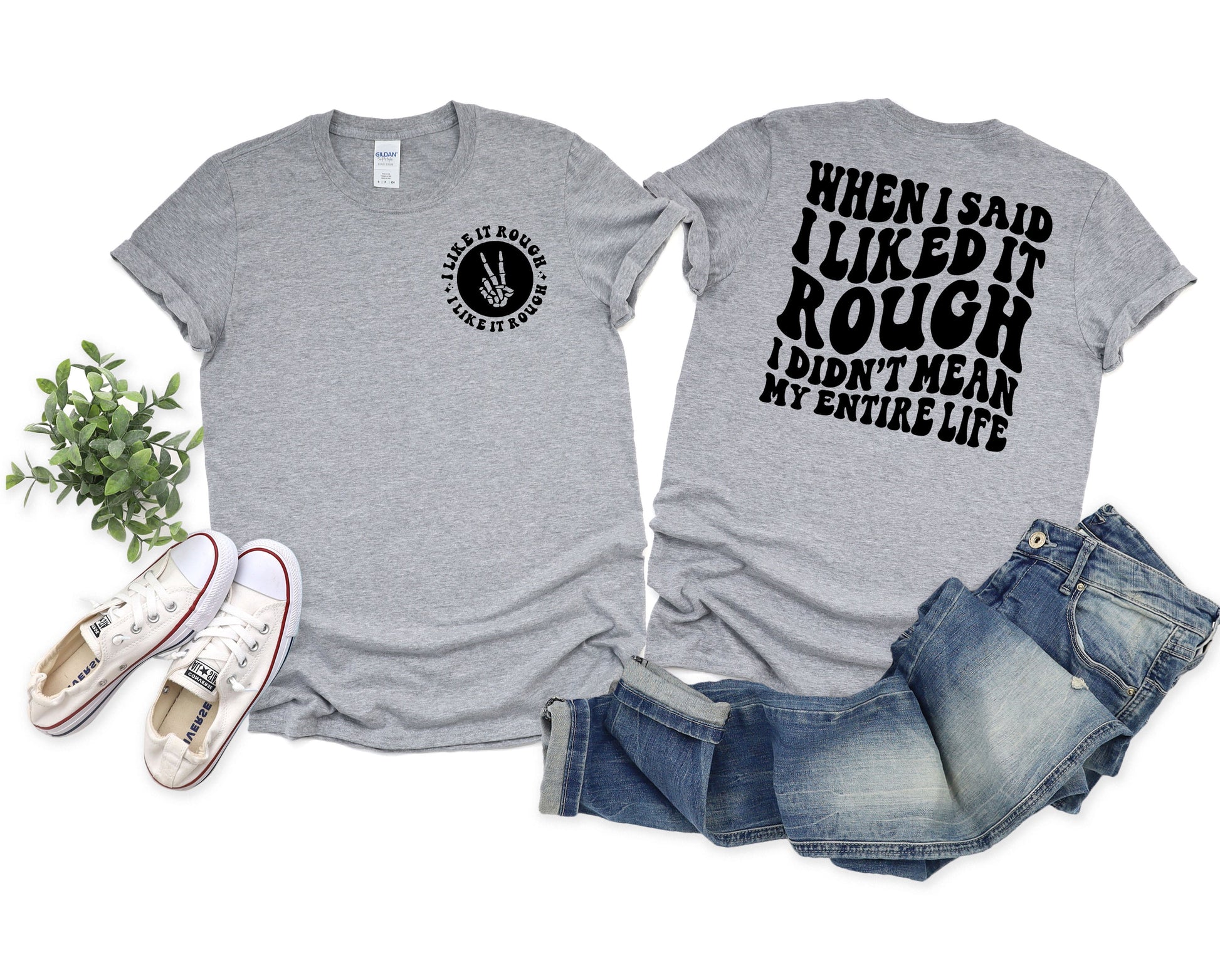 Wholesale I Like it Rough Graphic Tee - Tan