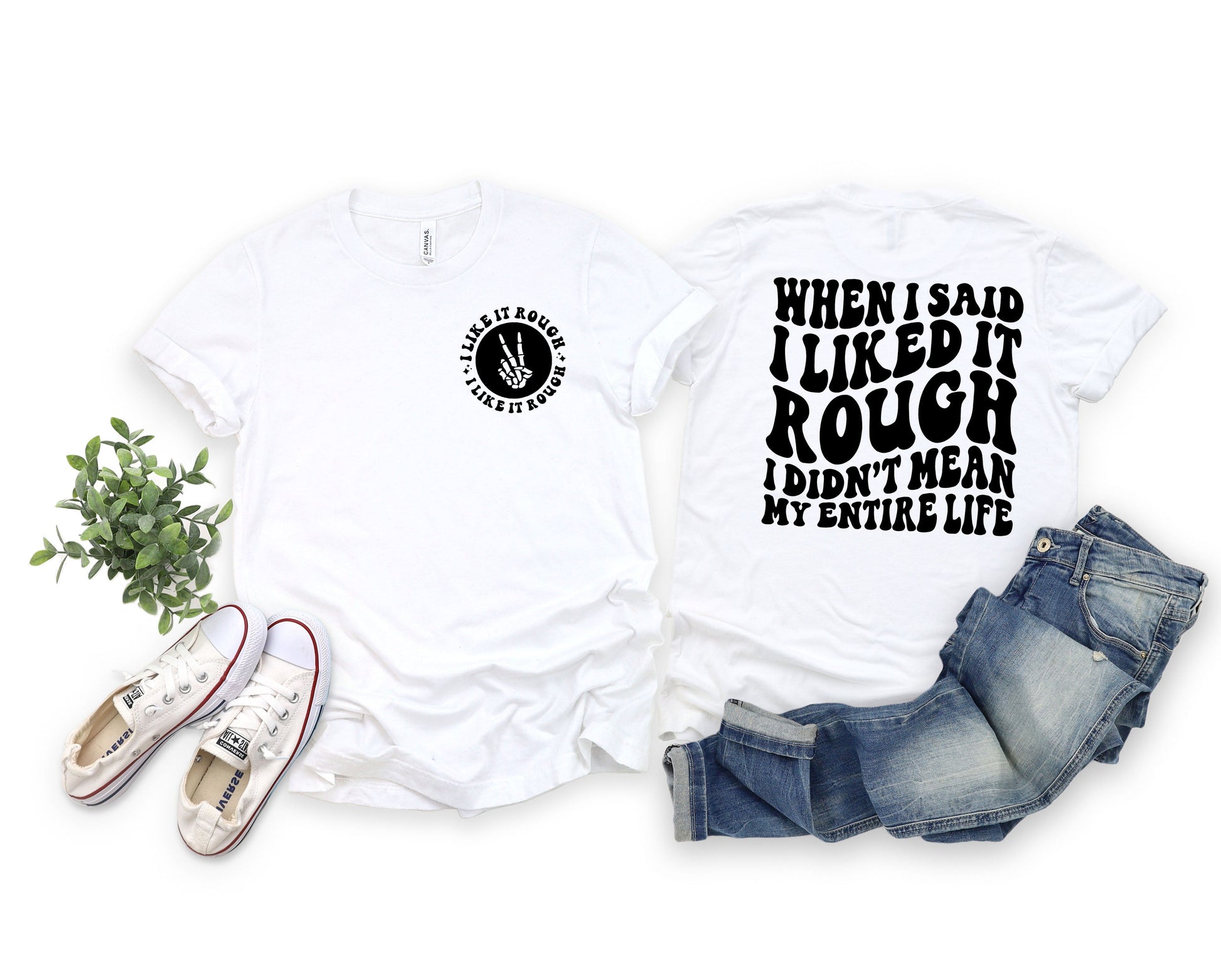 Wholesale I Like it Rough Graphic Tee - Tan