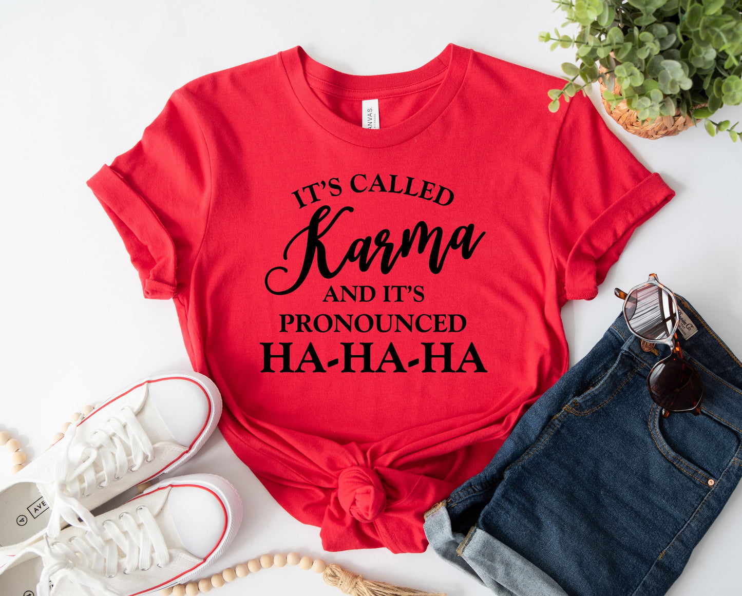 Wholesale It's Called Karma Graphic Tee - Red