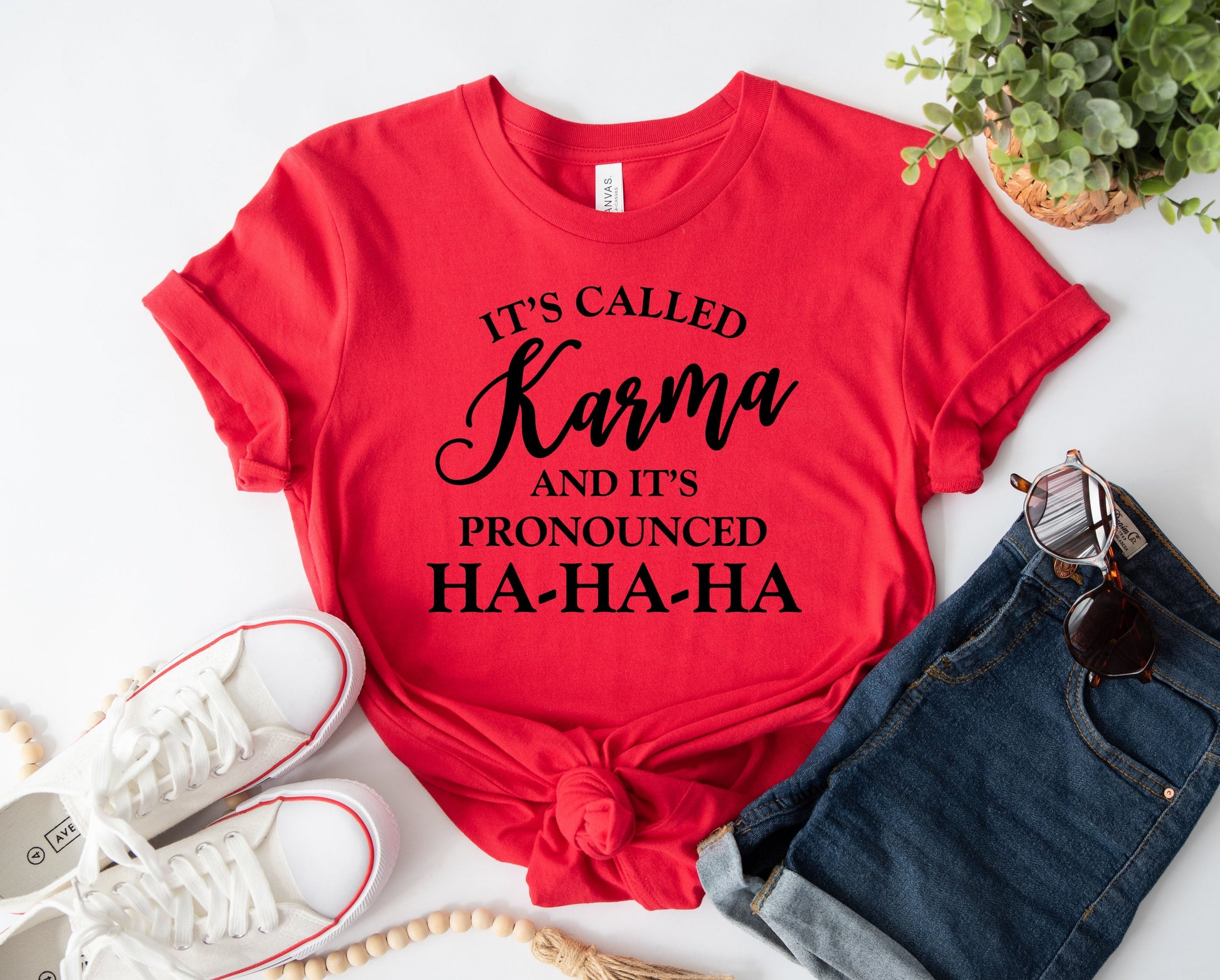 Wholesale It's Called Karma Graphic Tee - Red