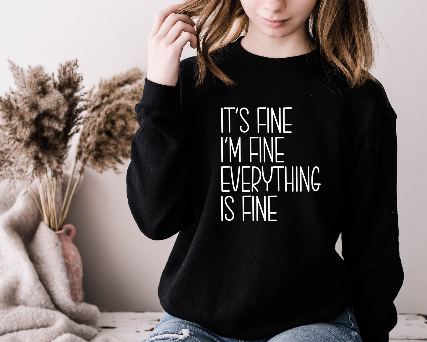 Wholesale It's fine Graphic Tee - Black