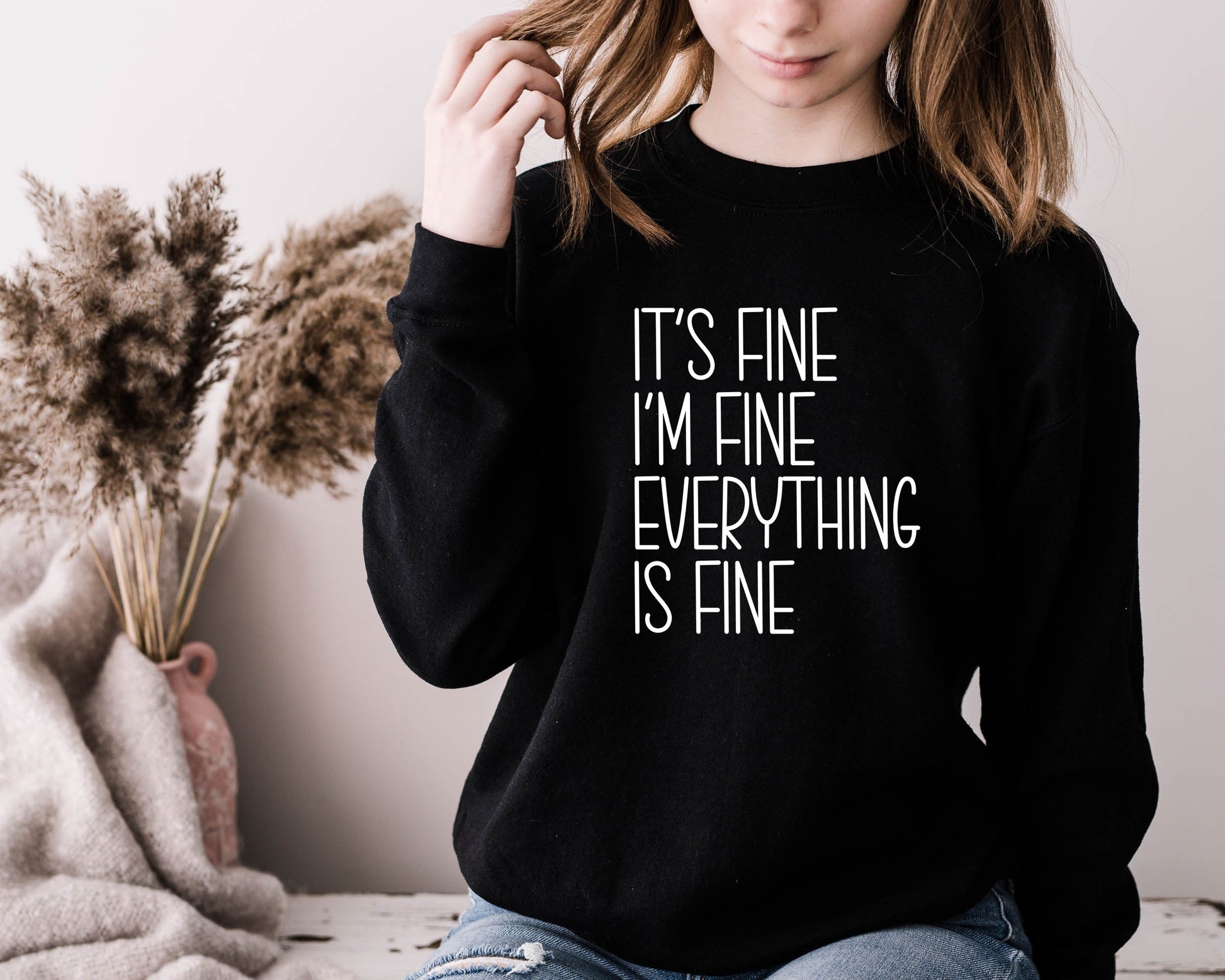 Wholesale It's fine Graphic Tee - Black