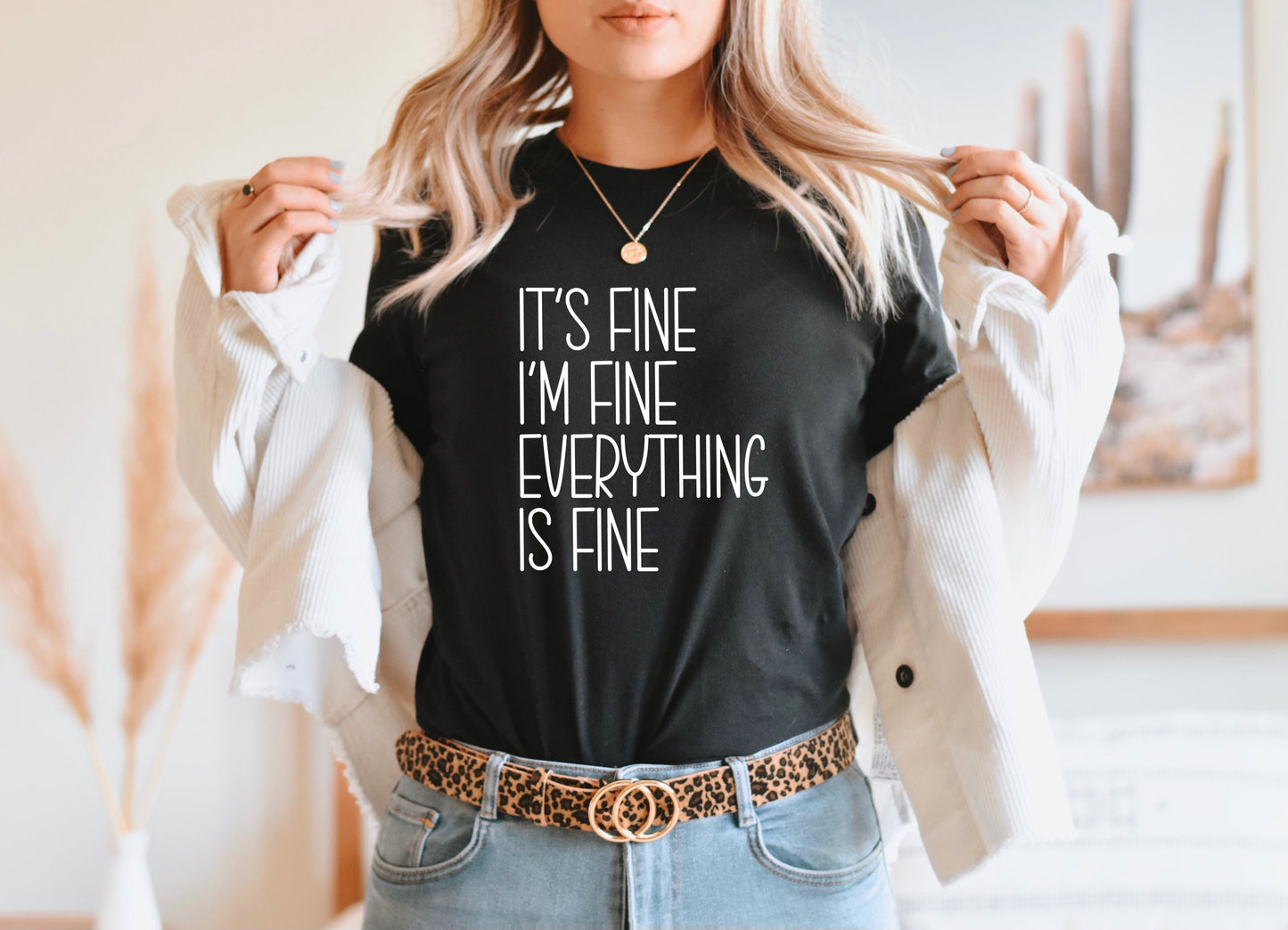 Wholesale It's fine Graphic Tee - Black sweatshirt