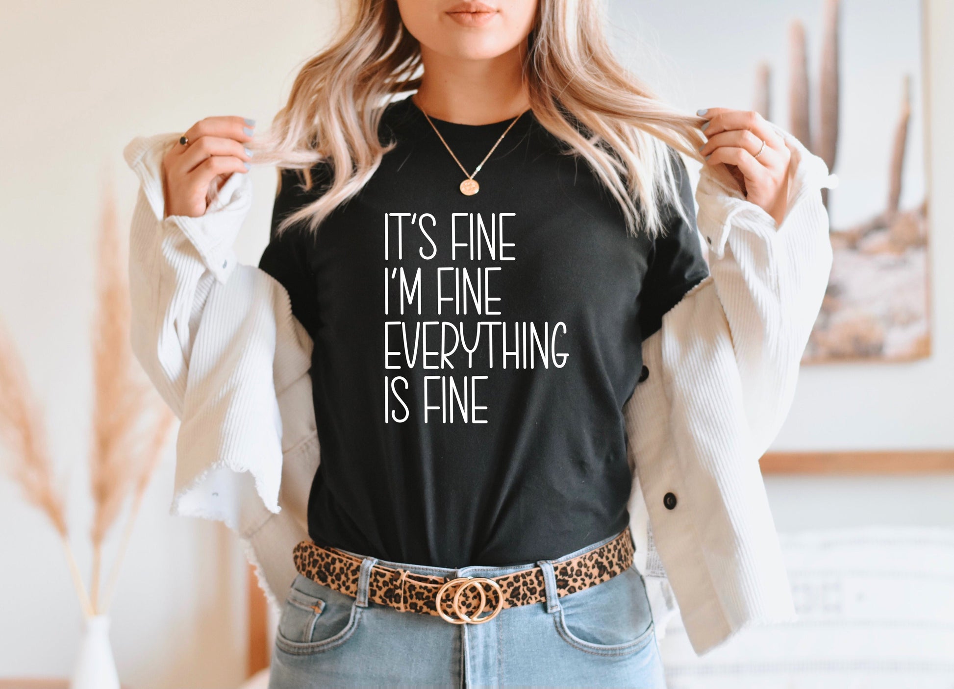 Wholesale It's fine Graphic Tee - Black sweatshirt
