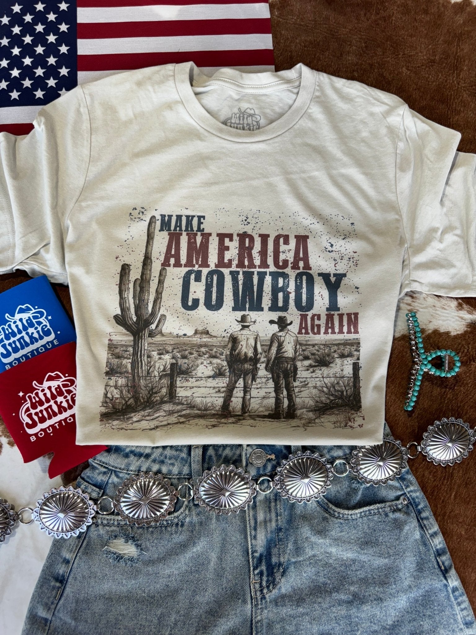 Make America Cowboy Again Western Scene Graphic TeeCementS