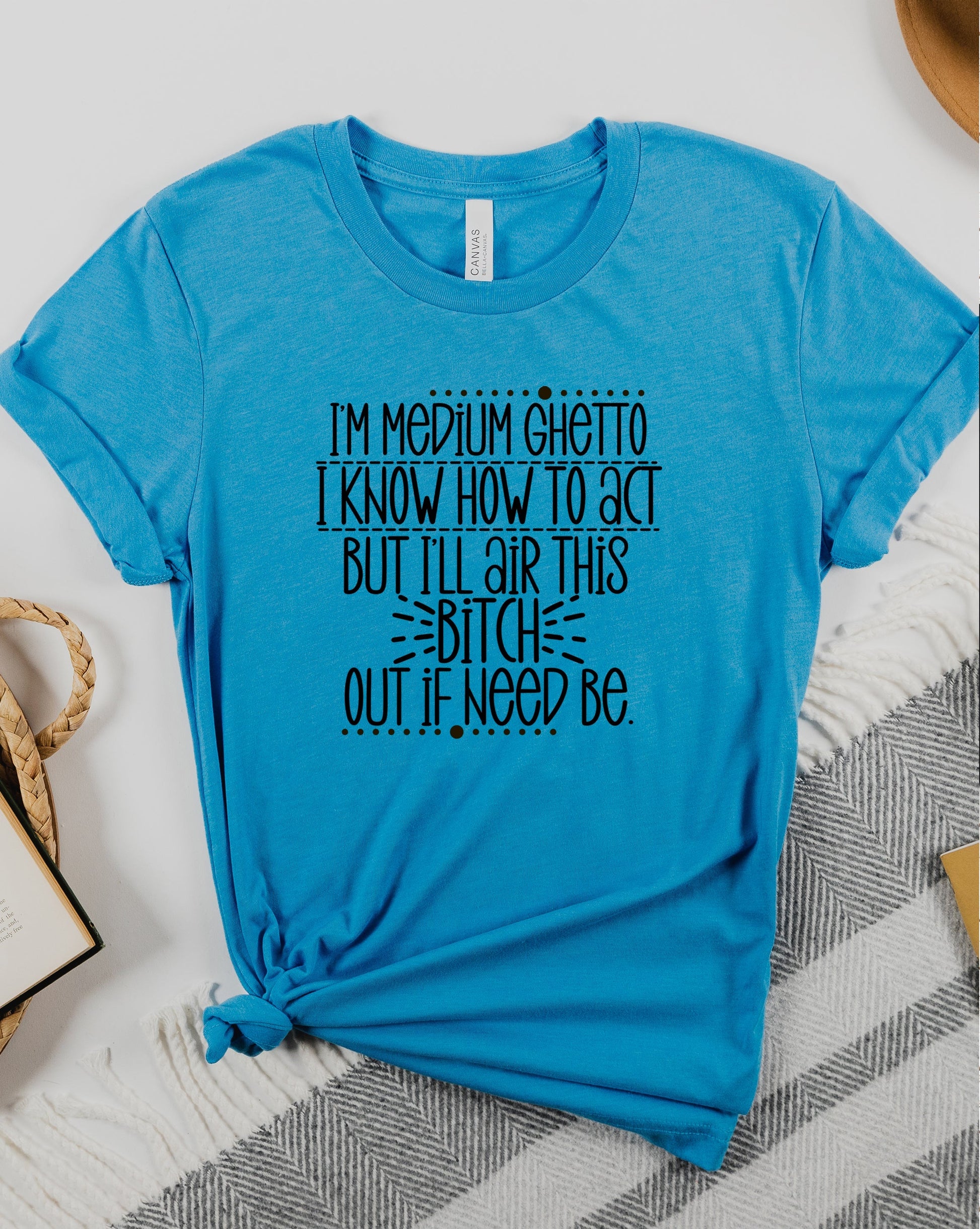 Wholesale Medium Ghetto Graphic Tee - Aqua