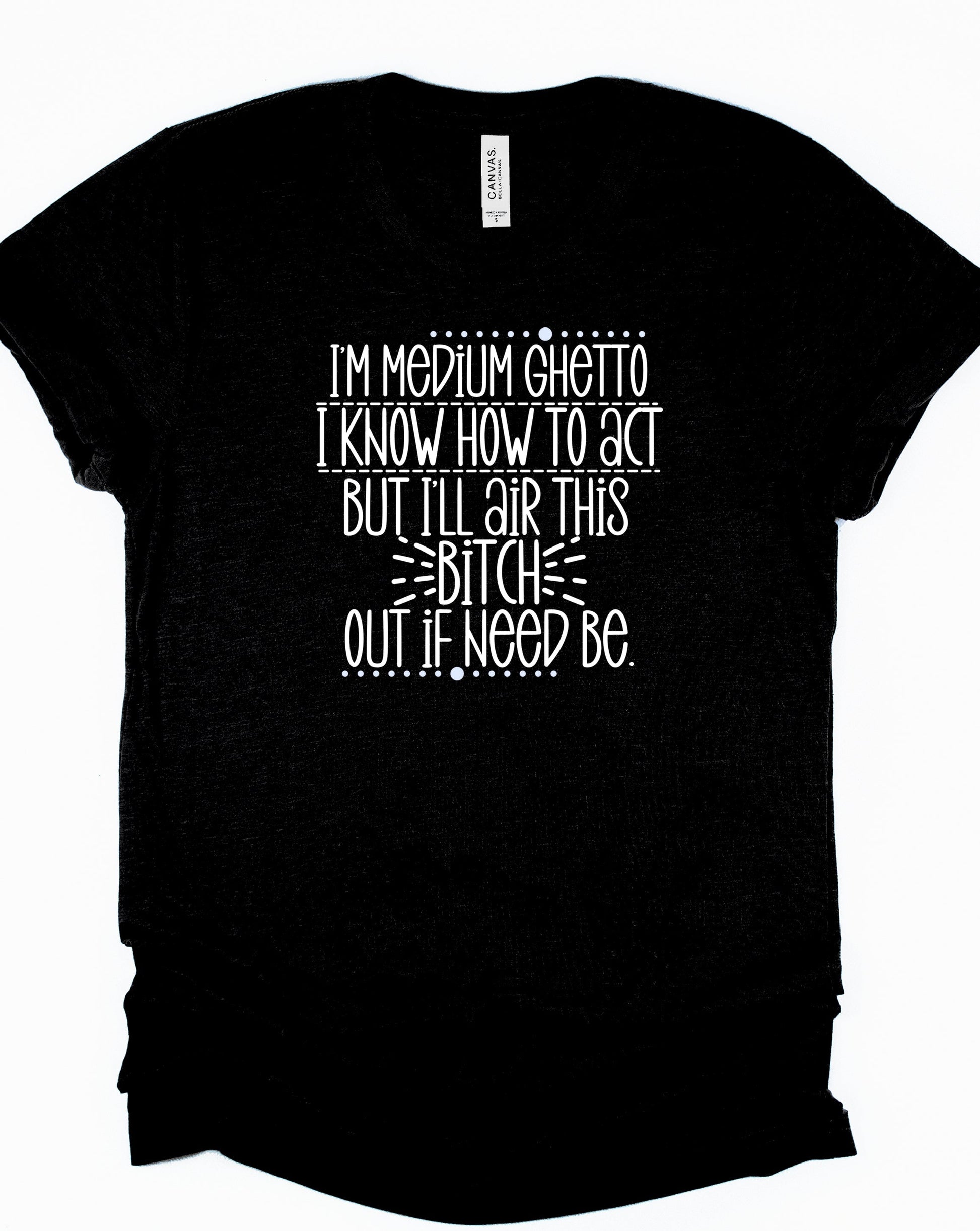 Wholesale Medium Ghetto Graphic Tee - Black