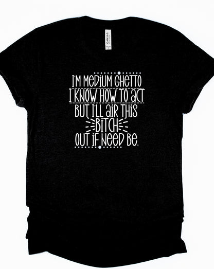 Wholesale Medium Ghetto Graphic Tee - Black