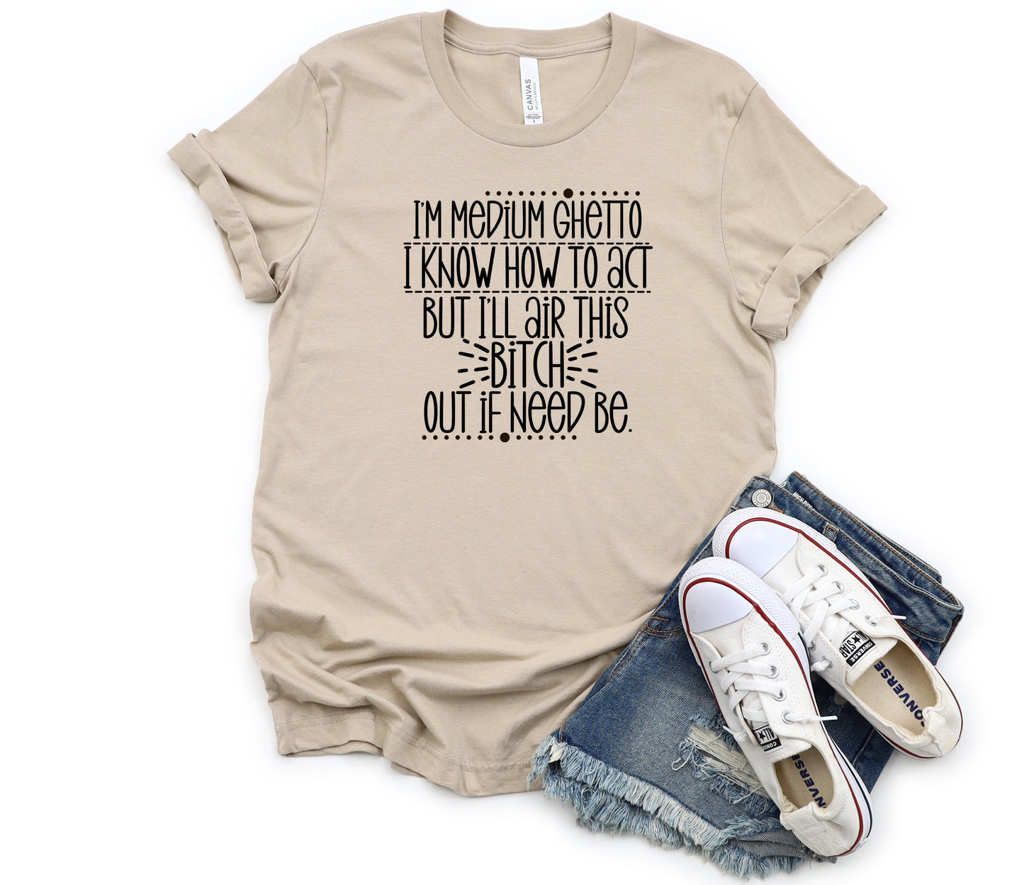 Wholesale Medium Ghetto Graphic Tee - Tan