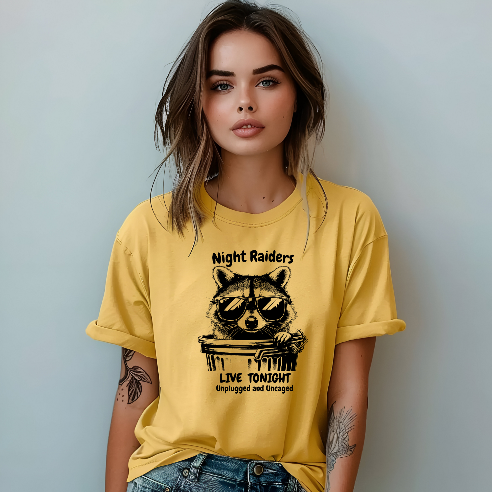 Wholesale Night Raiders Graphic Tee - Mustard Tee