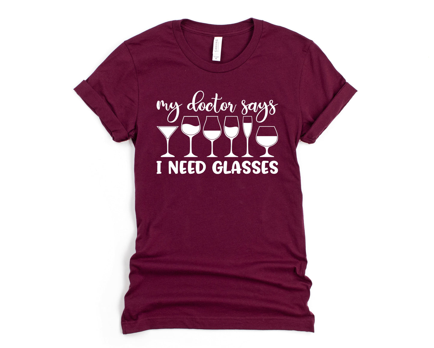 Wholesale My Doctor Says I Need Glasses Graphic Tee - Maroon