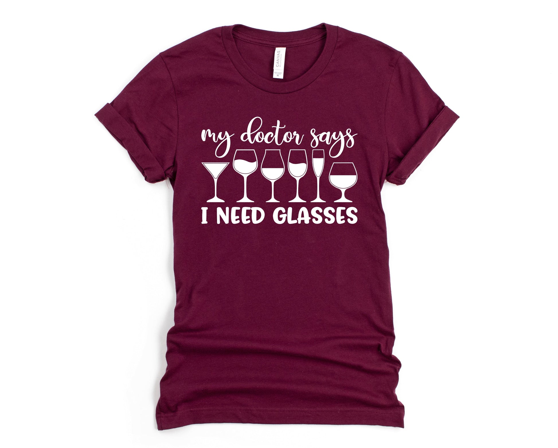 Wholesale My Doctor Says I Need Glasses Graphic Tee - Maroon