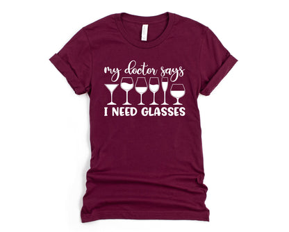 Wholesale My Doctor Says I Need Glasses Graphic Tee - Maroon