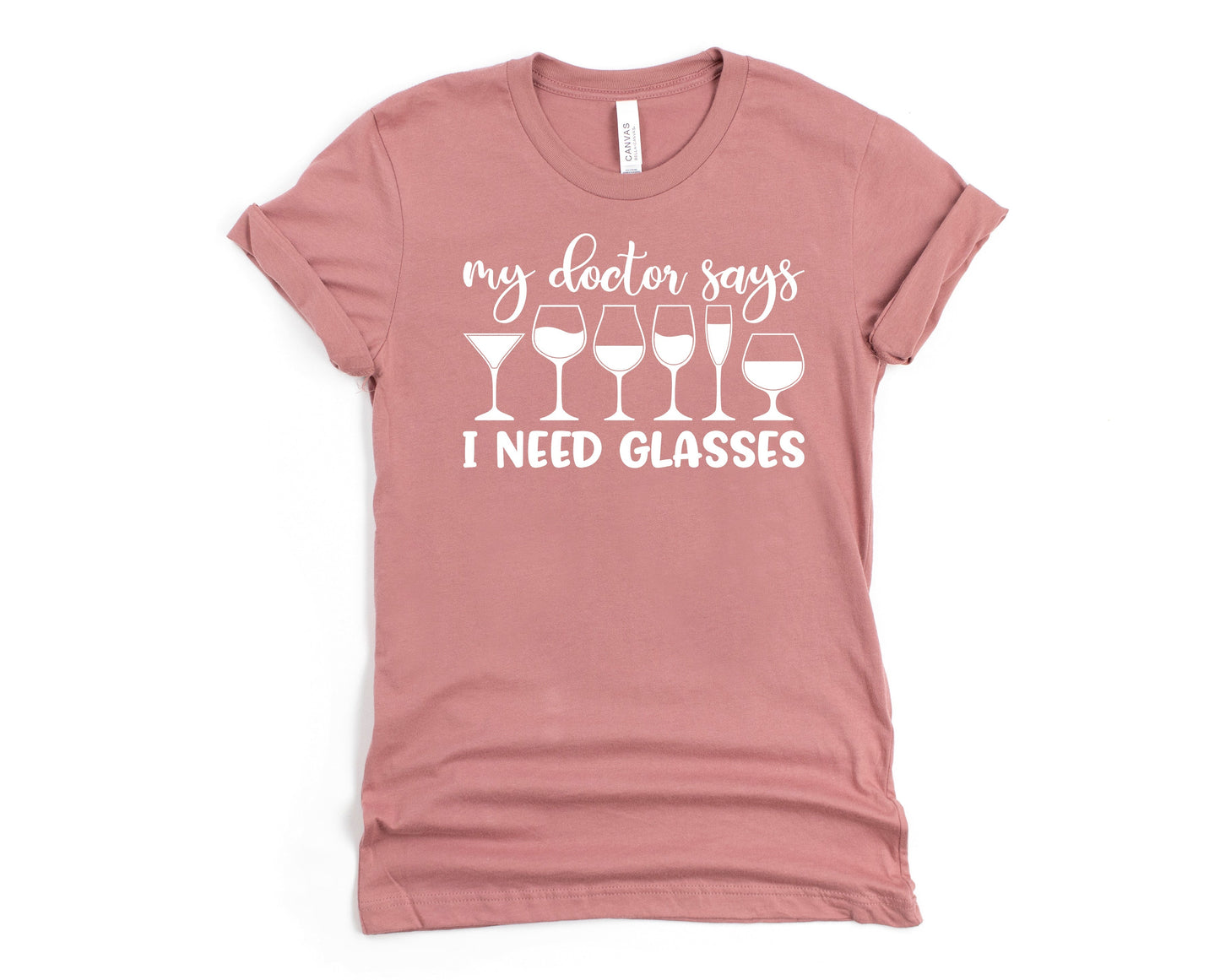 Wholesale My Doctor Says I Need Glasses Graphic Tee - Mauve
