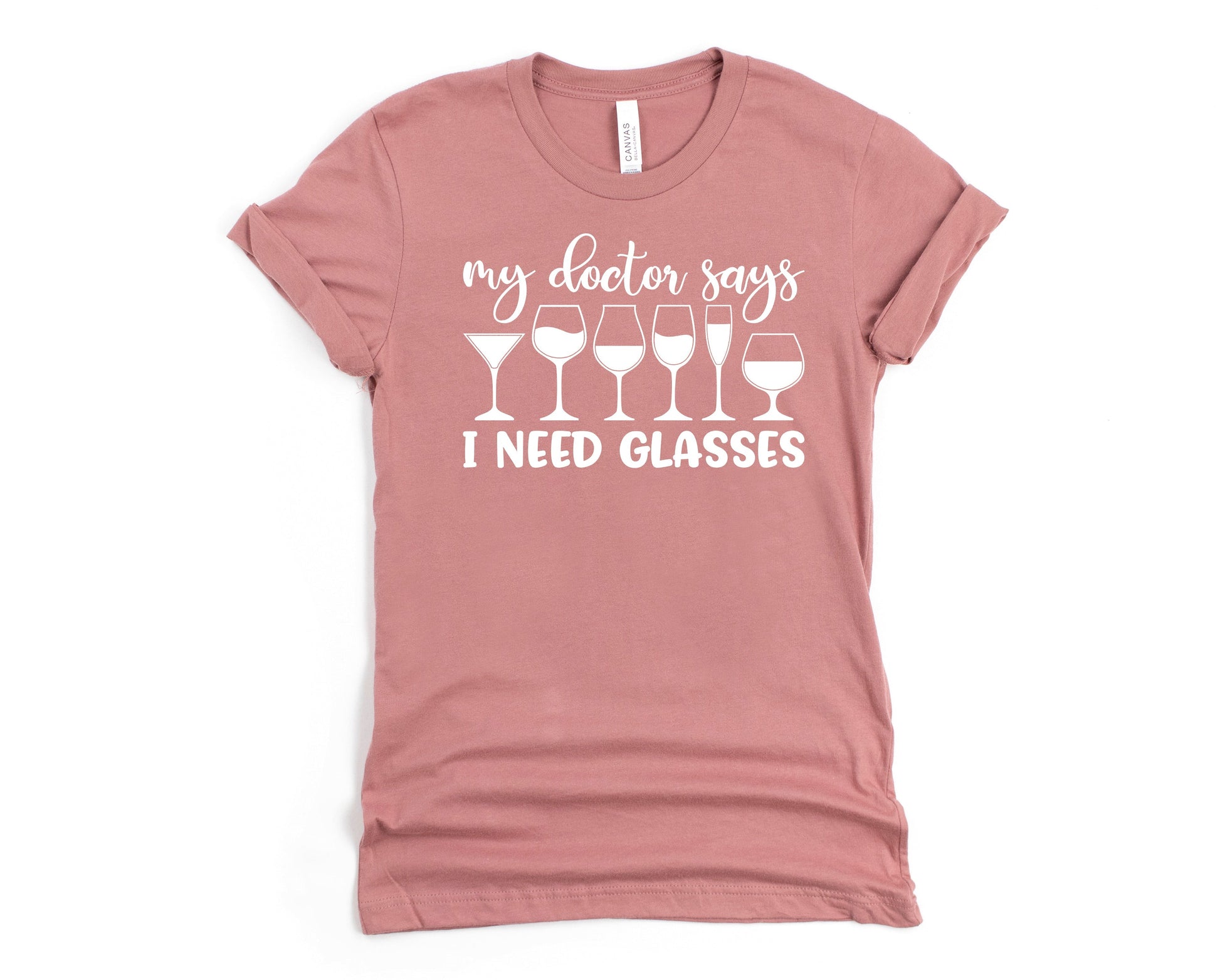 Wholesale My Doctor Says I Need Glasses Graphic Tee - Mauve
