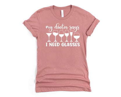 Wholesale My Doctor Says I Need Glasses Graphic Tee - Mauve