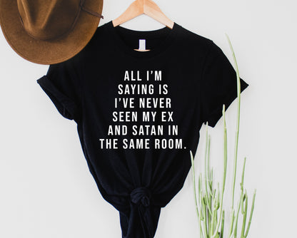 Wholesale My Ex and Satan Graphic Tee - Grey