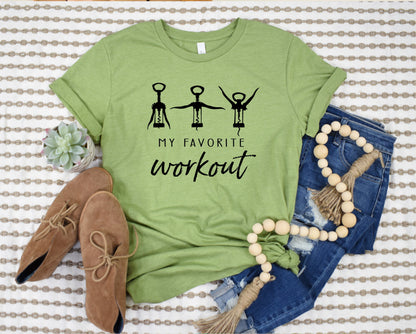 Wholesale My Favorite Workout Graphic Tee - Heather Green
