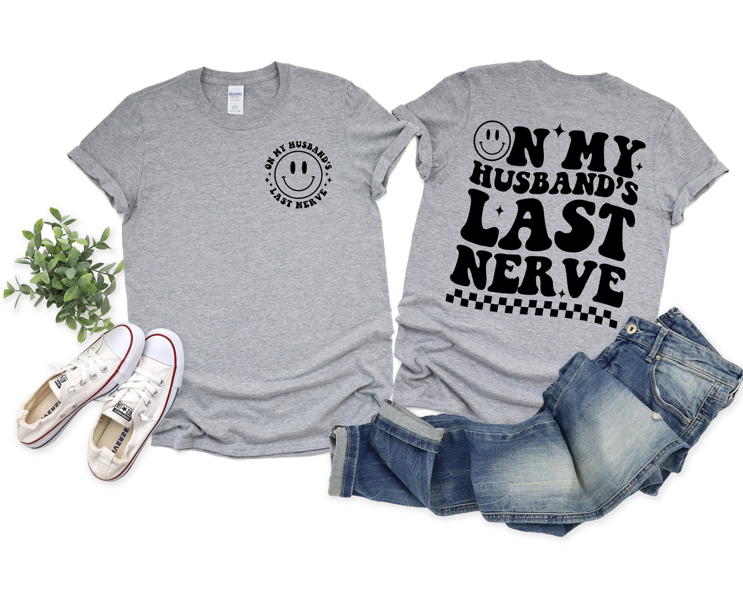 Wholesale Husbands Last Nerve Graphic Tee - White Tee