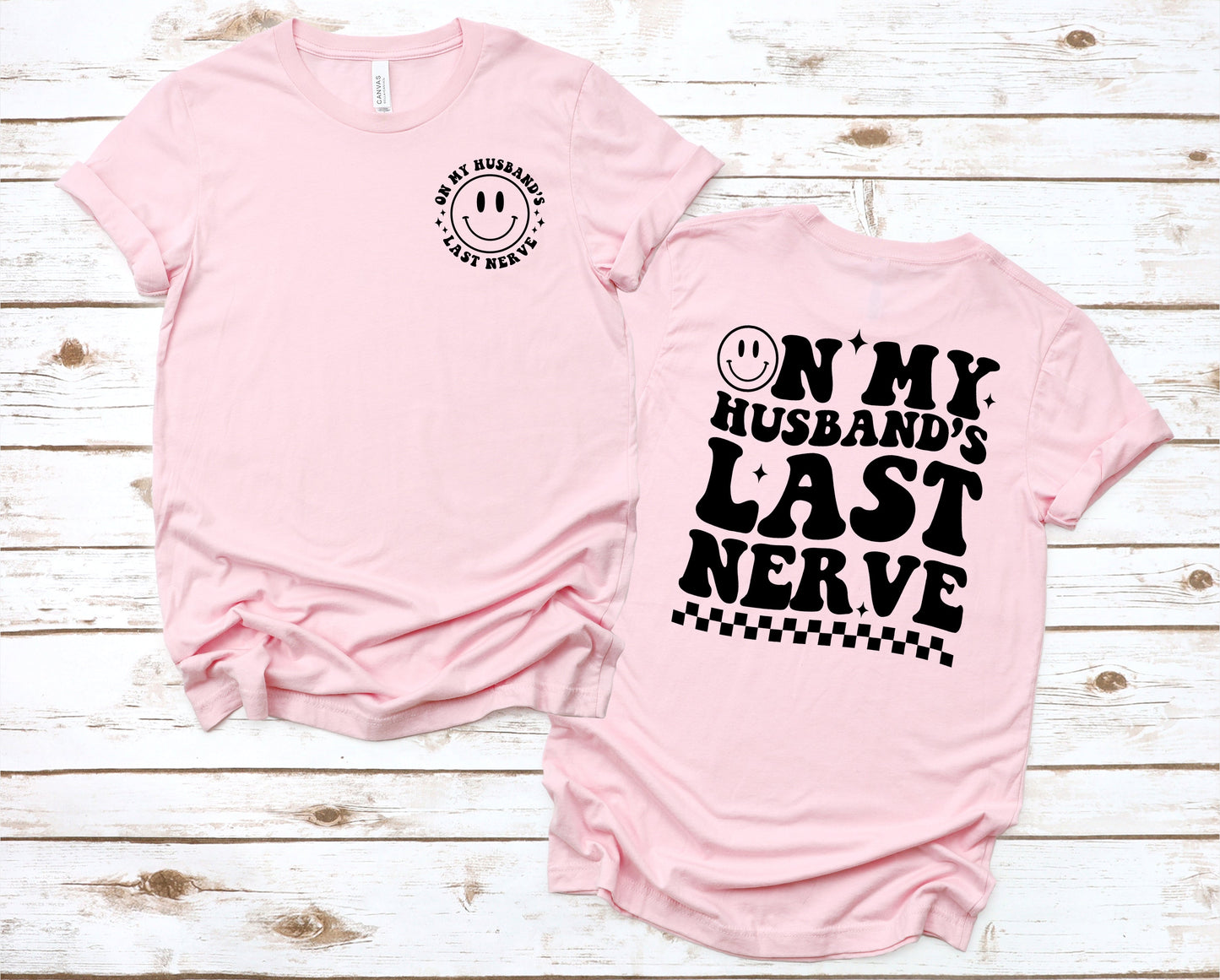 Wholesale Husbands Last Nerve Graphic Tee - Pink Tee