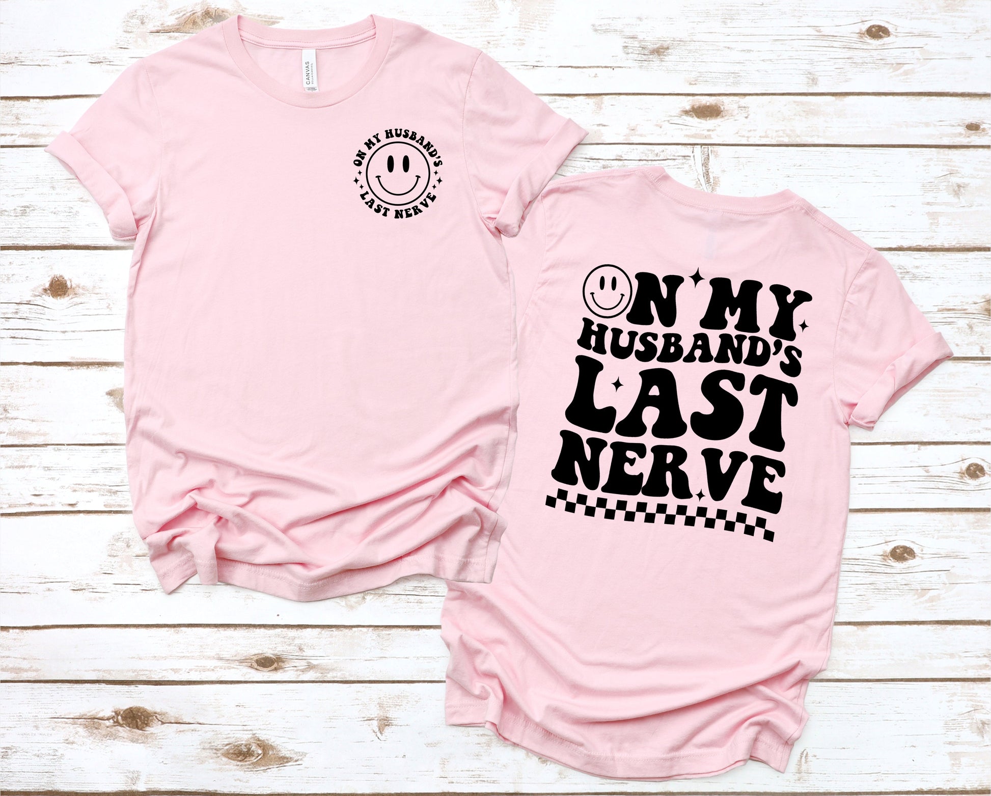 Wholesale Husbands Last Nerve Graphic Tee - Pink Tee