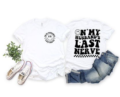 Wholesale Husbands Last Nerve Graphic Tee - Grey tee
