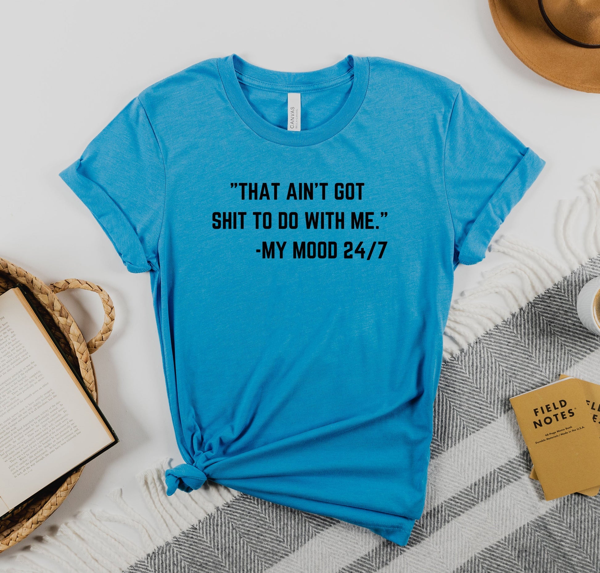 Wholesale My Mood Graphic Tee - Aqua