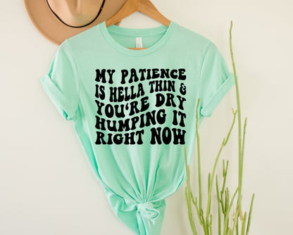 Wholesale My Patience is Hella Thin Graphic Tee - Tan