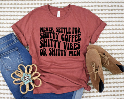 Wholesale Never Settle Graphic Tee - Grey Tee