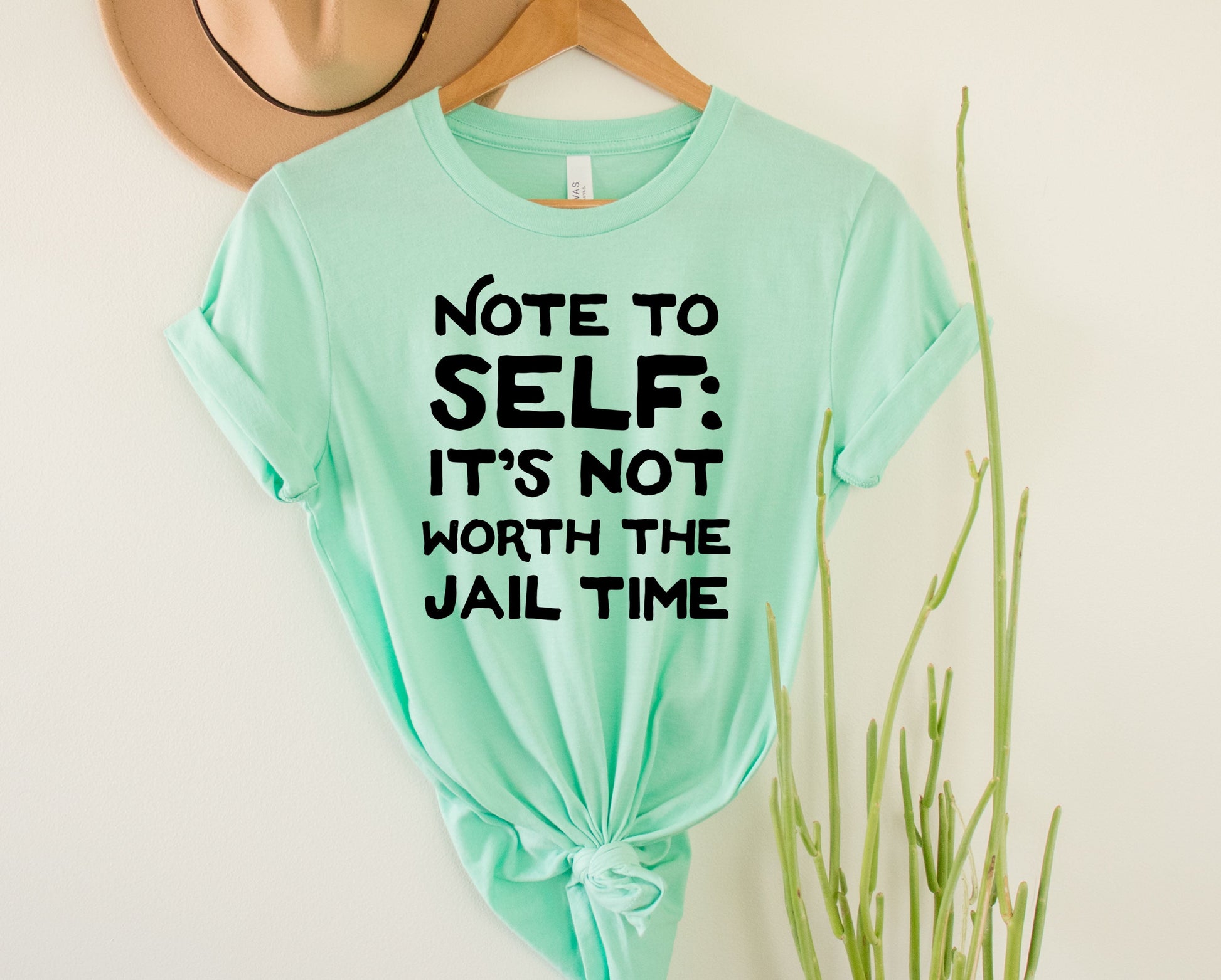 Wholesale Note to Self Jail Time Graphic Tee - Mint
