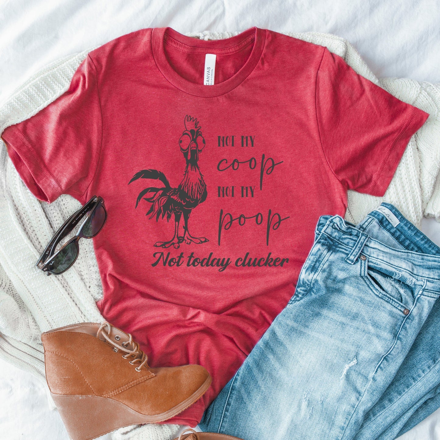 Wholesale Not my Coop Graphic Tee - Heathered Red