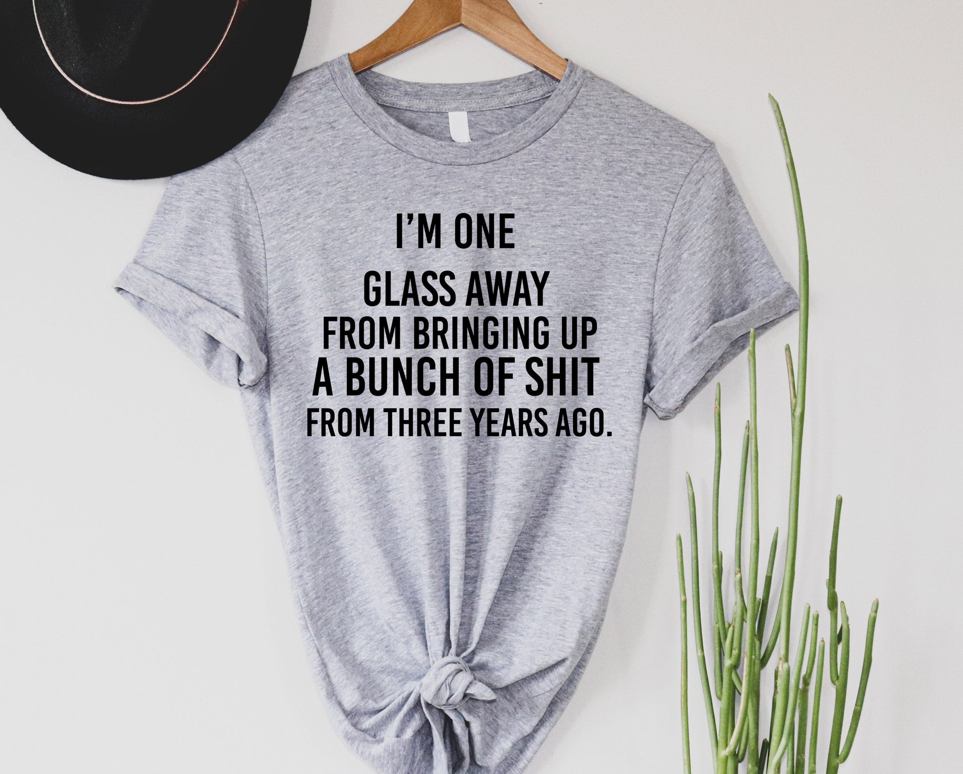 Wholesale One Glass Away Graphic Tee - Pink Tee