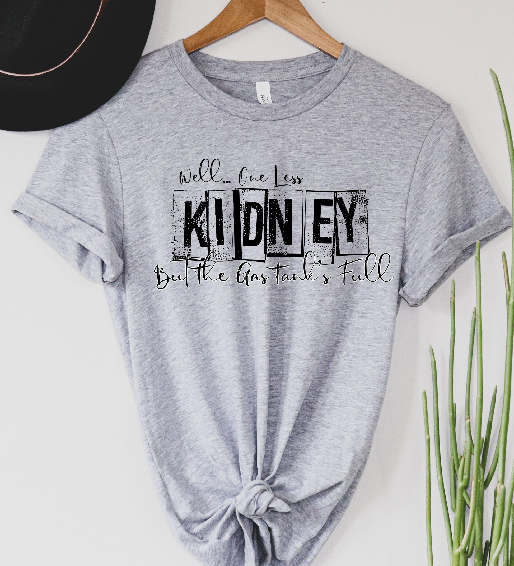 Wholesale One Less Kidney Graphic Tee - Heather Grey