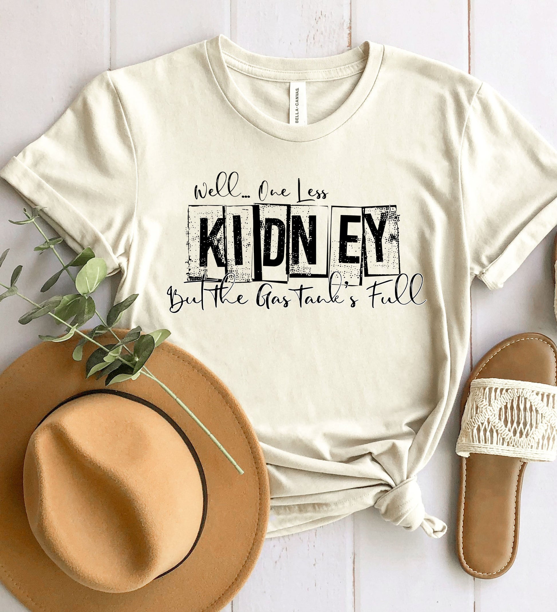 Wholesale One Less Kidney Graphic Tee - Heather Sand